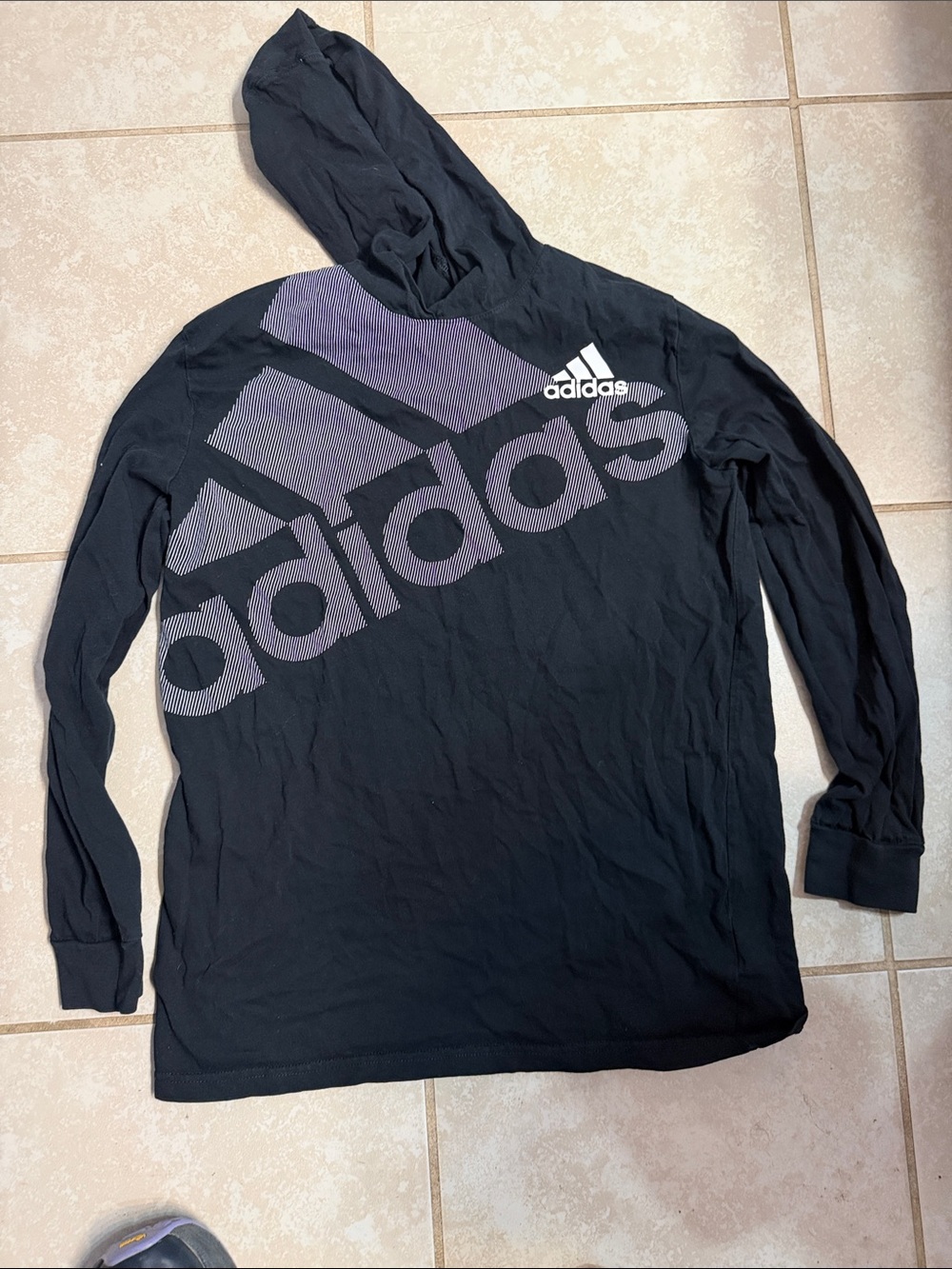 adidas Black Hoodie with Purple Graphic Logo